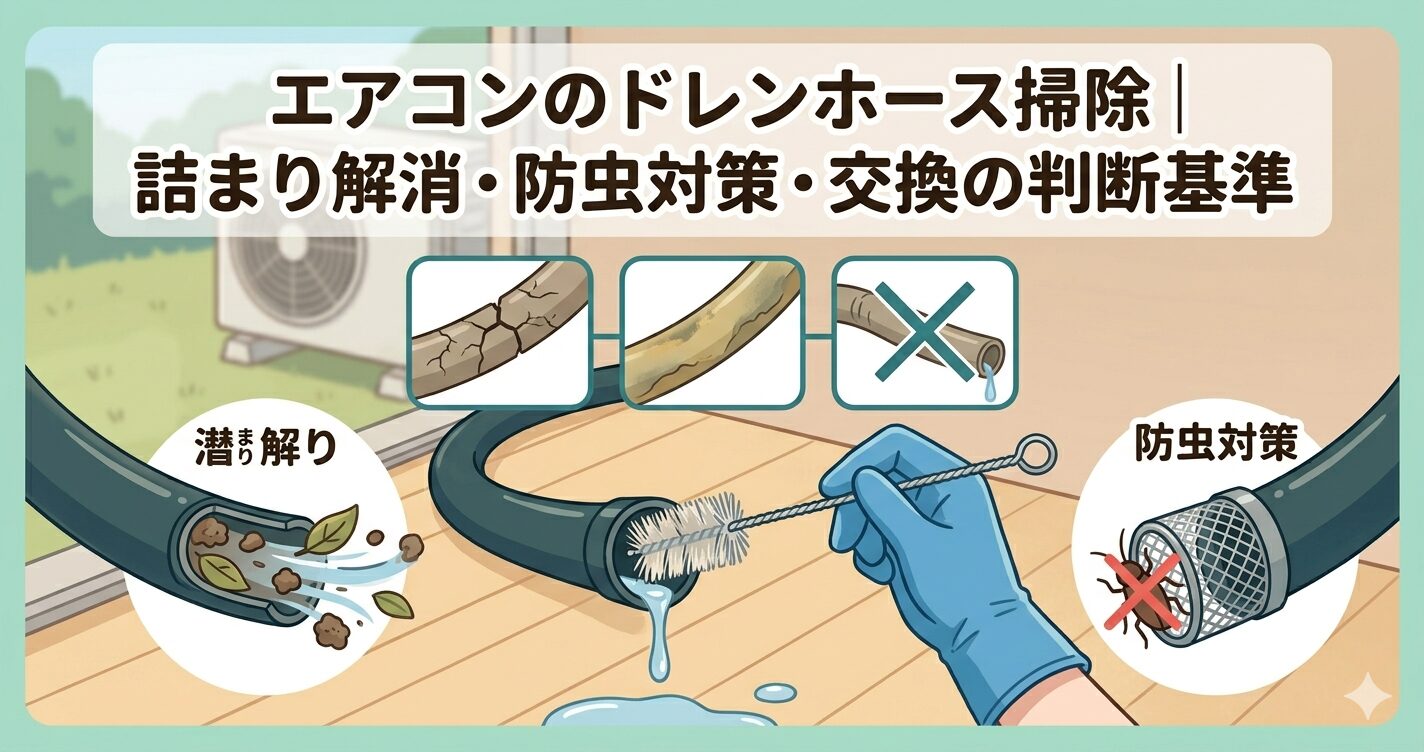 エアコンのドレンホース掃除｜詰まり解消・防虫対策・交換の判断基準