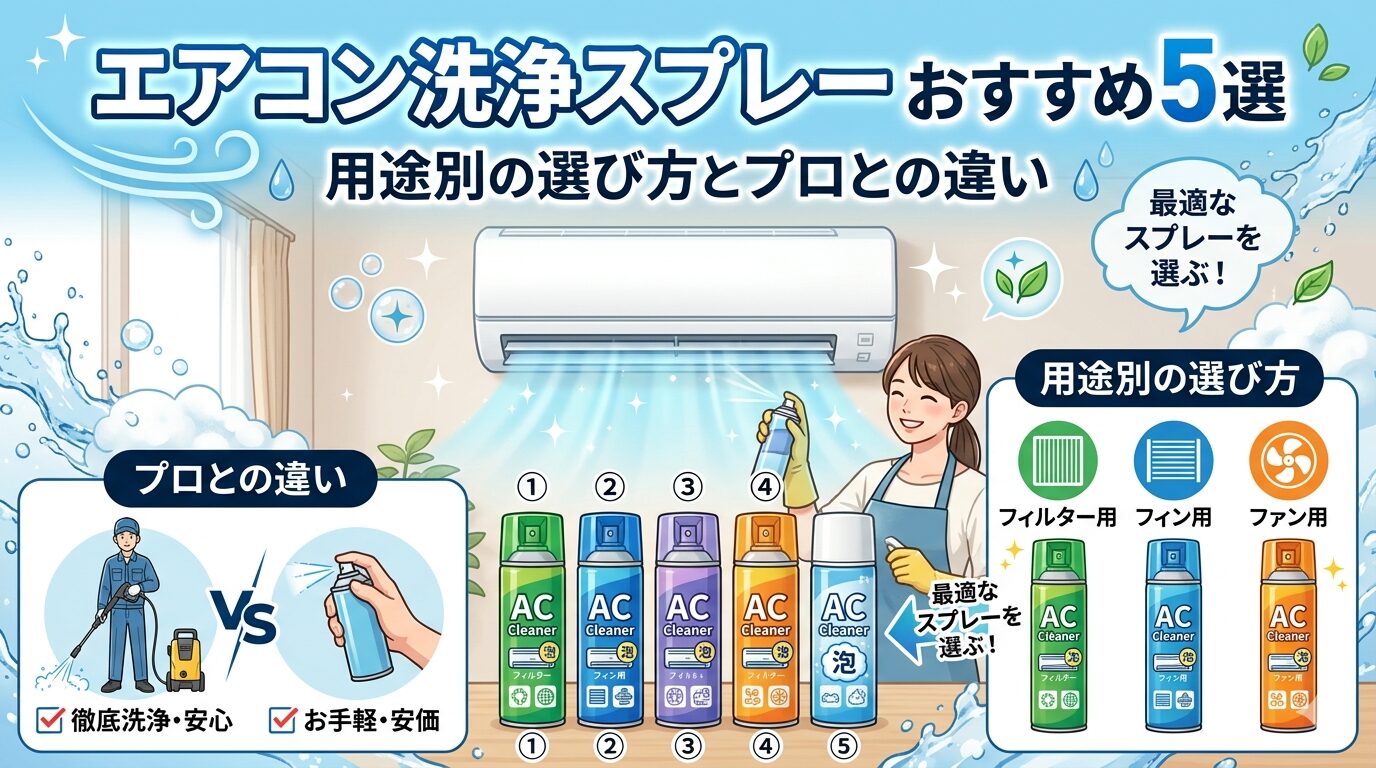 エアコン洗浄スプレーおすすめ5選｜用途別の選び方とプロとの違い【2026年最新】