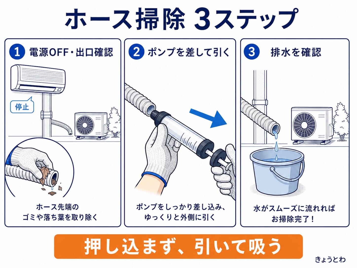 エアコンの結露水がドレンホースから屋外へ排水される仕組み