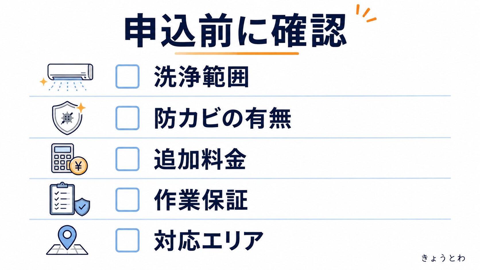 カインズのエアコンクリーニングで申込前に確認するサービス内容